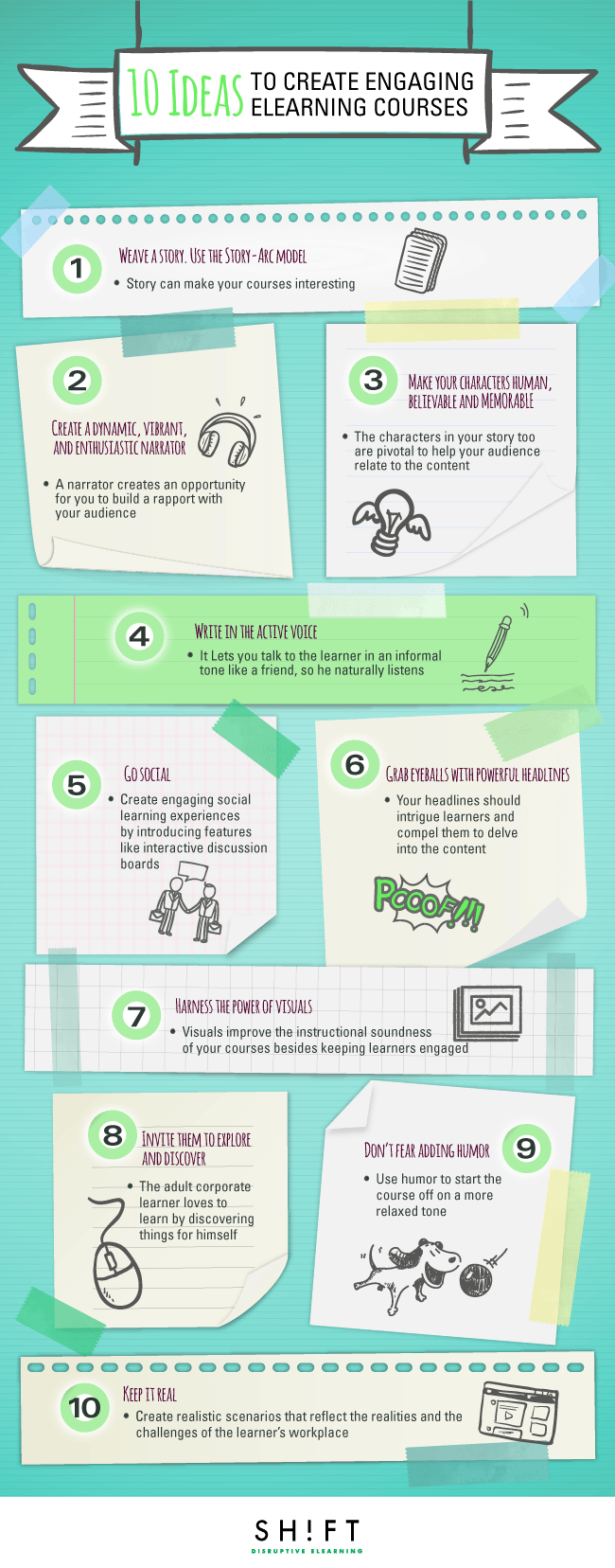 10 Ideas to Create Engaging eLearning Courses Infographic