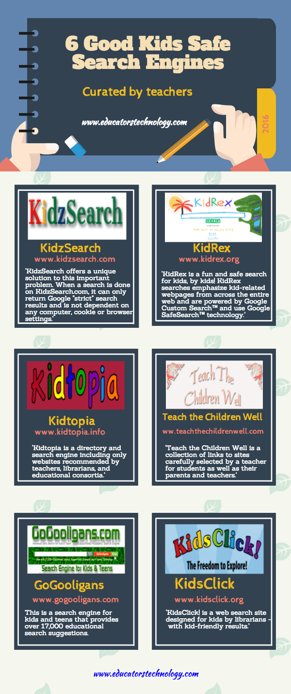 6 Kids Safe Search Engines Infographic