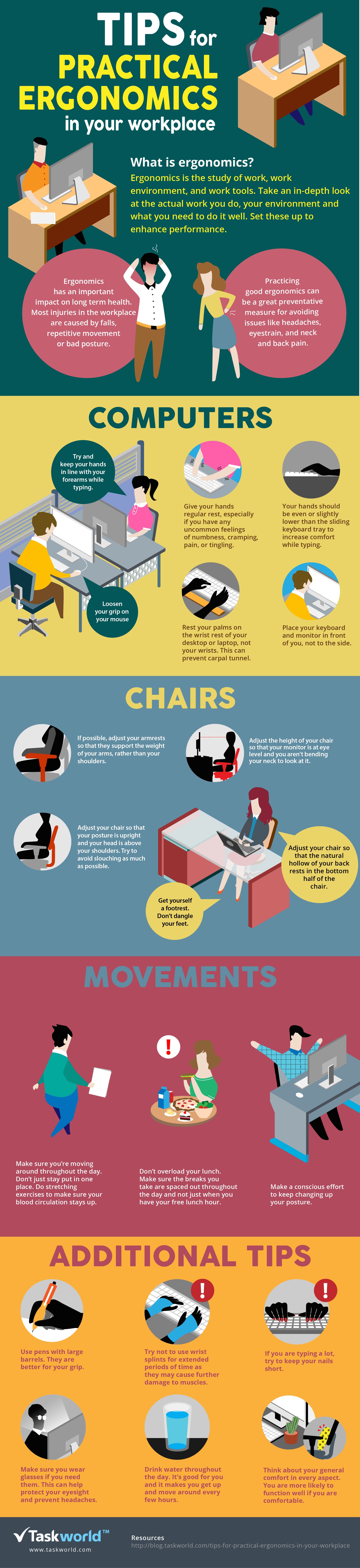 Tips for Practical Ergonomics in Your Workplace Infographic - e-Learning  Infographics